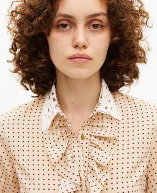 The Kooples DAMEN BEIGE / RED kurzarmhemd mit punkten in beige