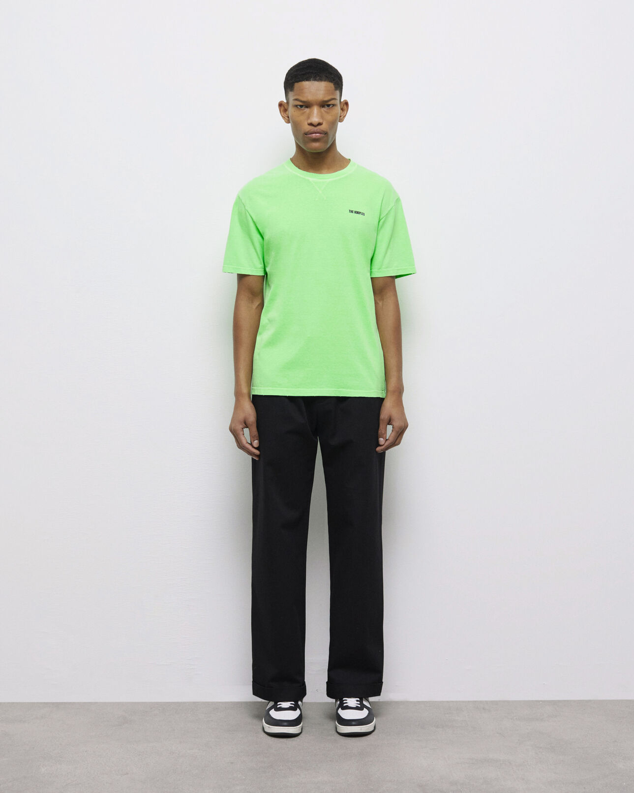The Kooples MEN VERT FLUO men's fluorescent green t-shirt with logo