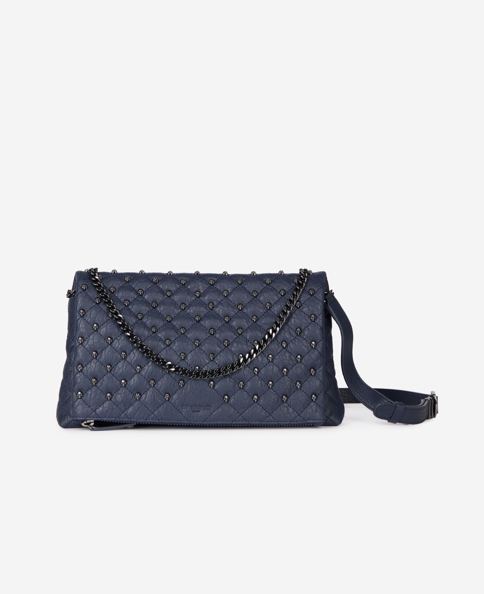 The Kooples WOMEN NAVY medium heritage clutch in navy blue leather