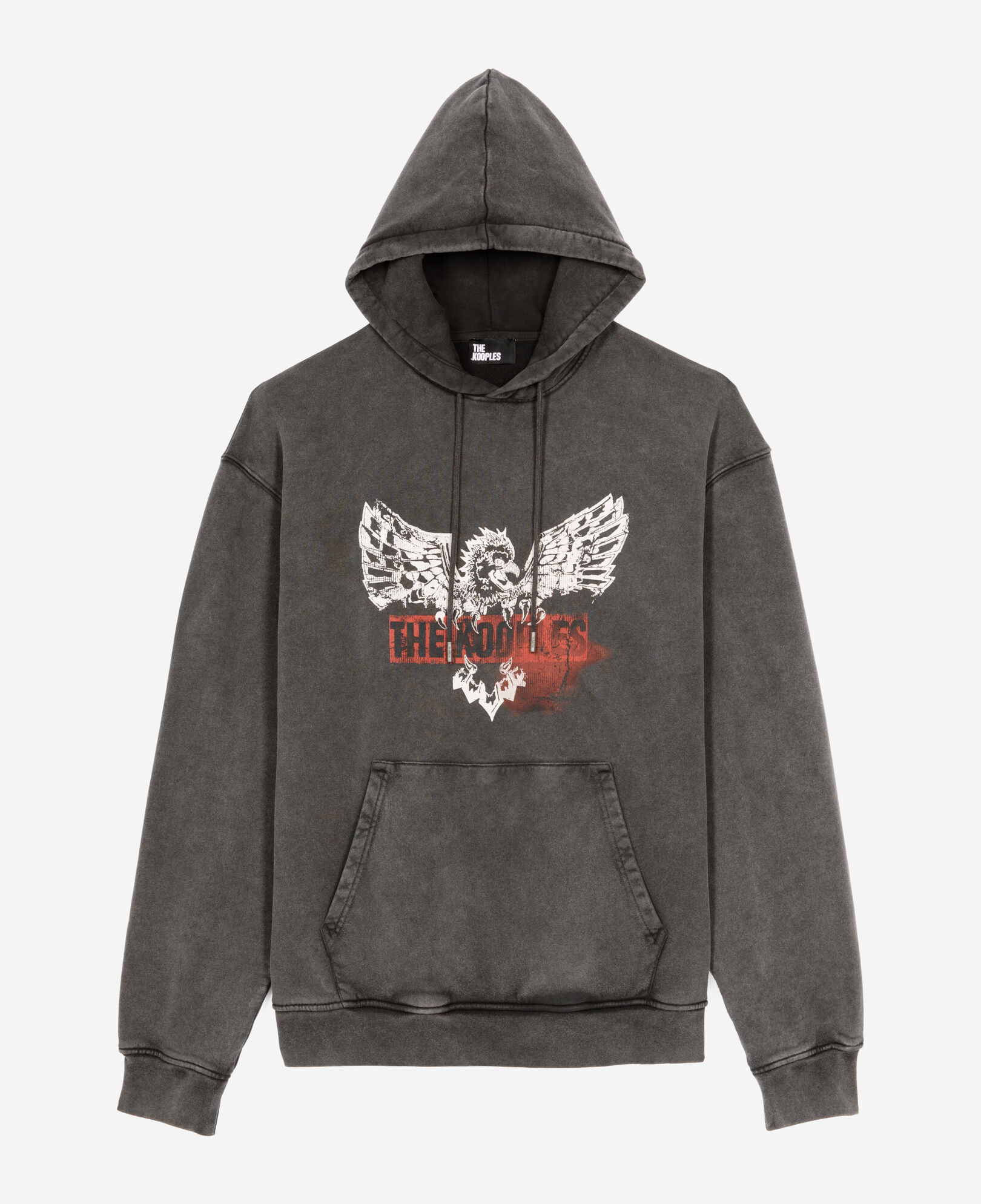 The Kooples MEN BLACK black screen print hooded sweatshirt