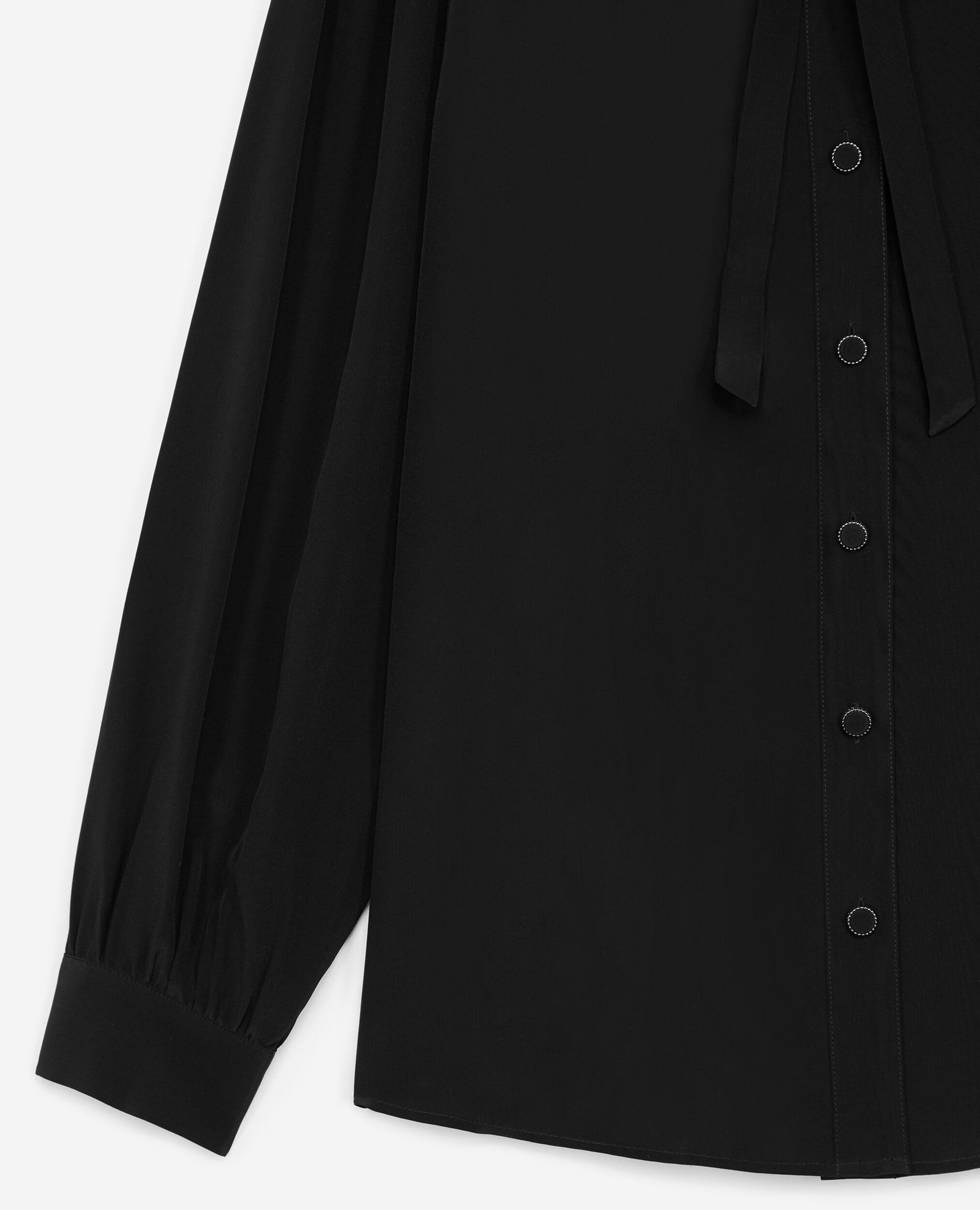 Black silk shirt with Peter Pan collar, BLACK, hi-res image number null