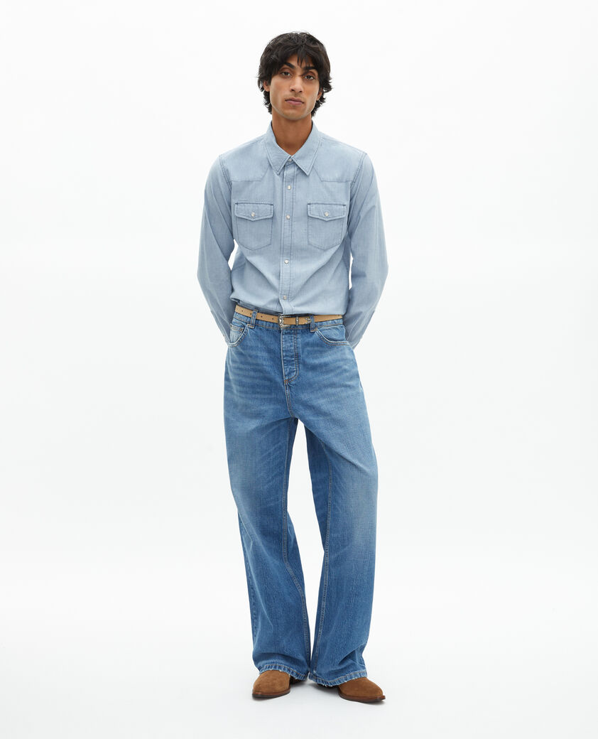 The Kooples HOMME BABY BLUE chemise en denim bleu clair