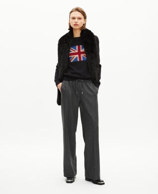 The Kooples FEMME GREY pantalon large en flanelle gris fonc&eacute;