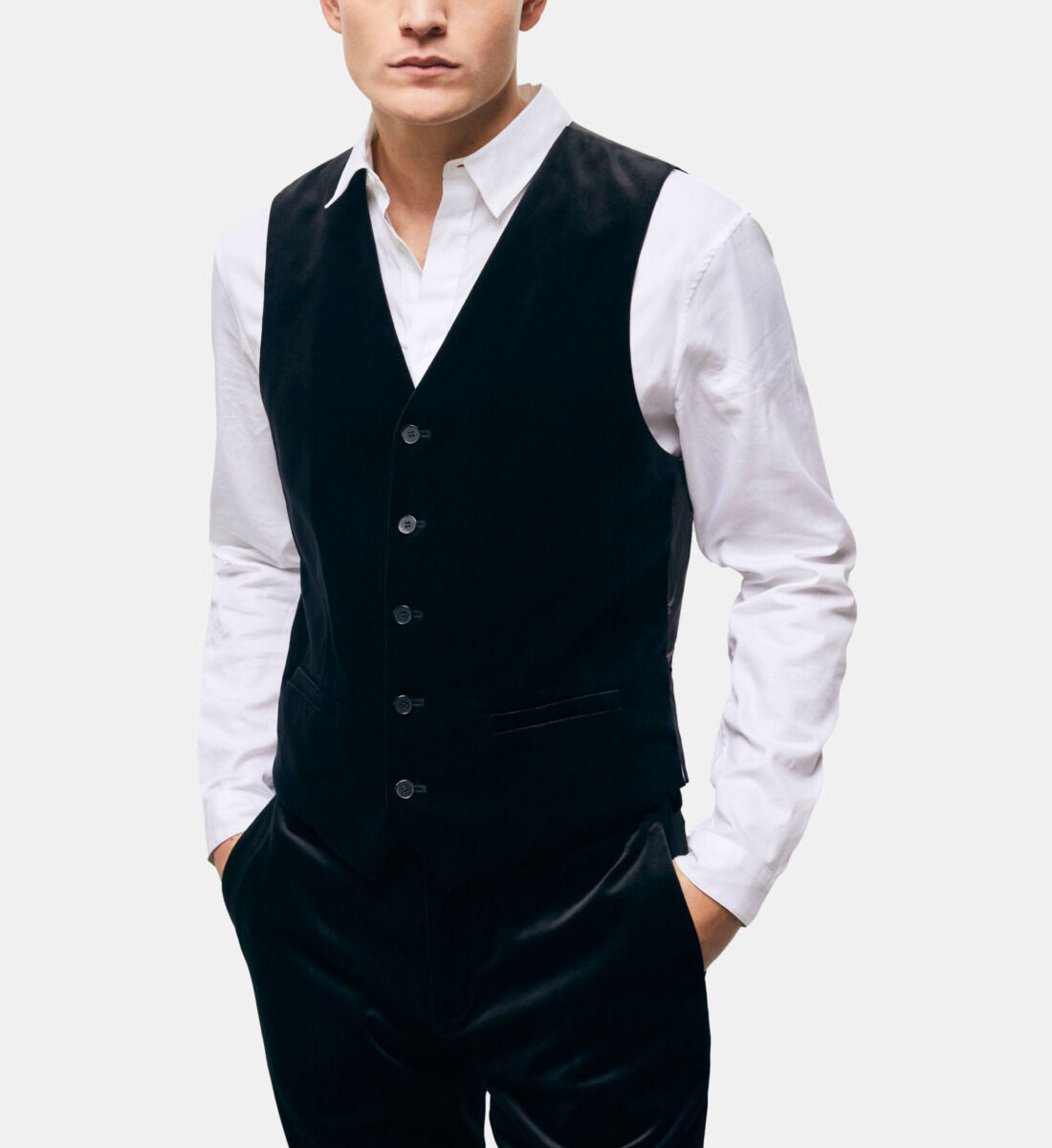 Black velvet suit vest The Kooples US