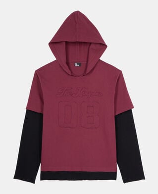 The Kooples H BURGUNDY long-sleeved burgundy hooded t-shirt
