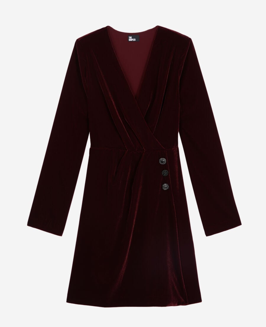 The Kooples FEMME BURGUNDY robe courte bordeaux en velours