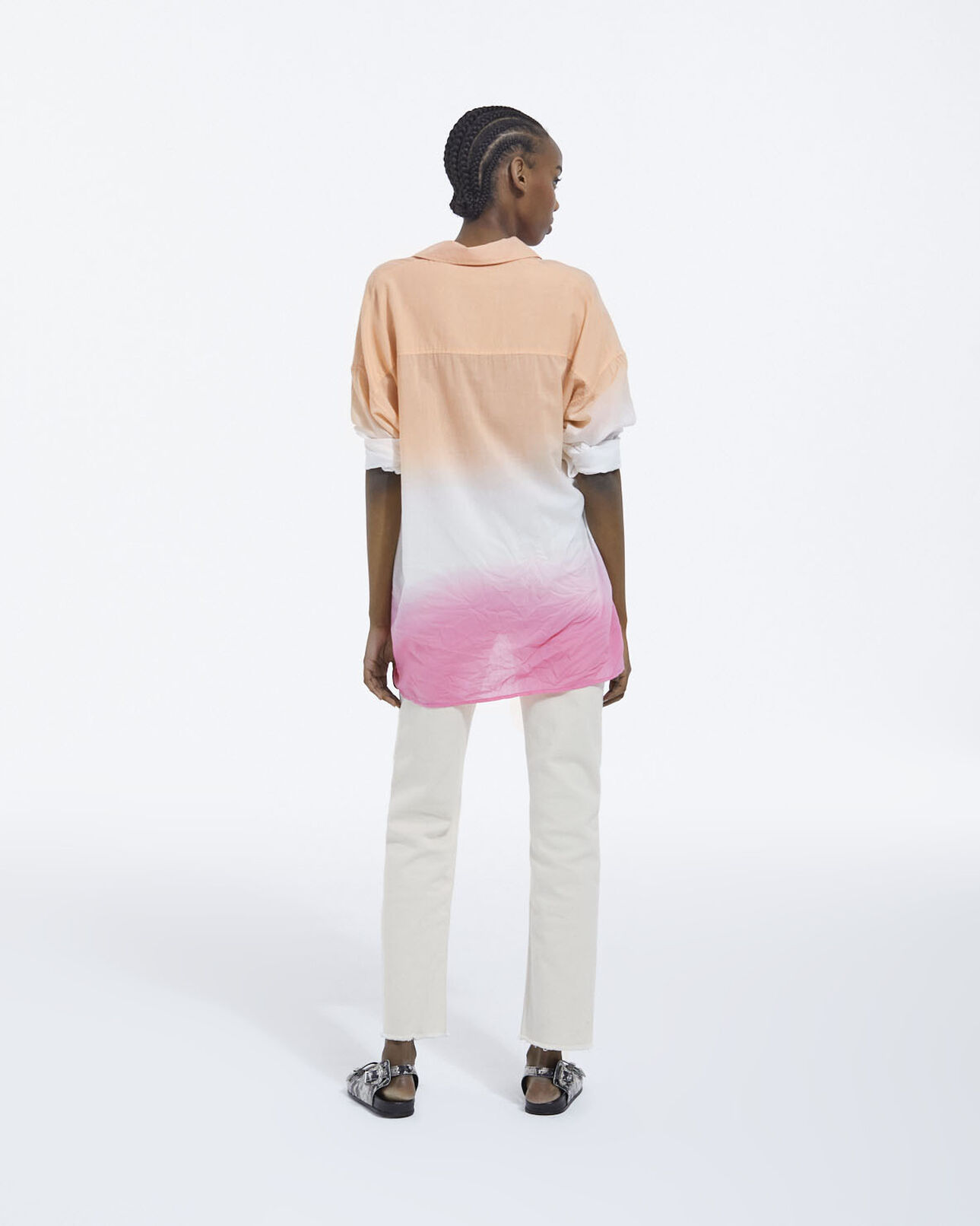 The Kooples FEMME PINK chemise coton longue motif tie and dye