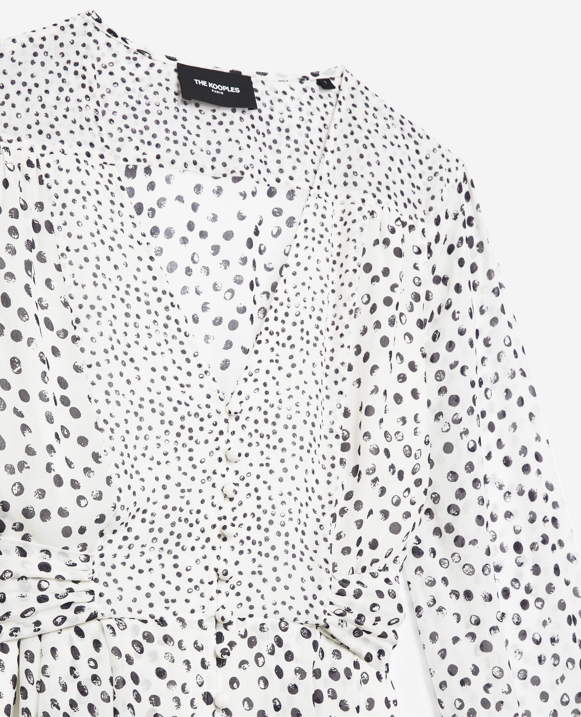 Short white dress with black polka dots | The Kooples - UK