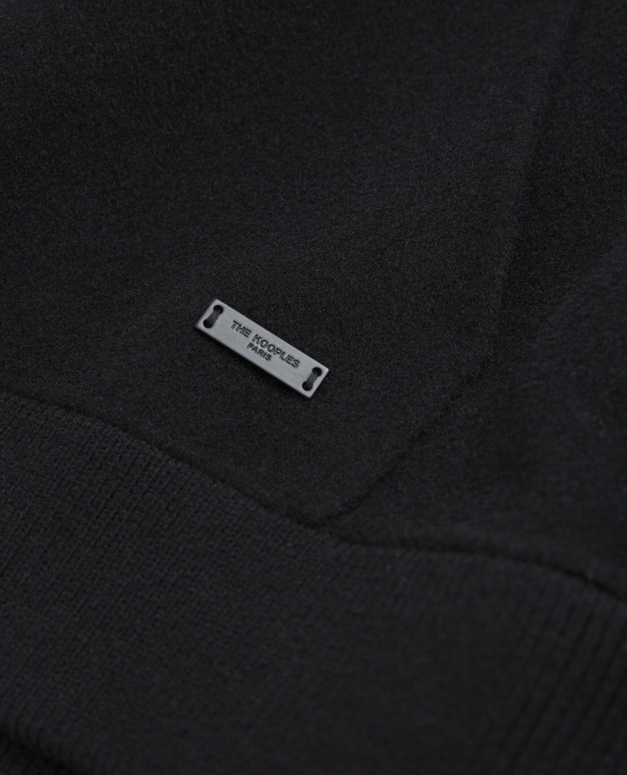 Black wool double-sided hoodie, BLACK, hi-res image number null