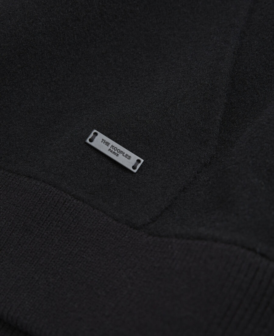 sudadera negra capucha lana doble cara