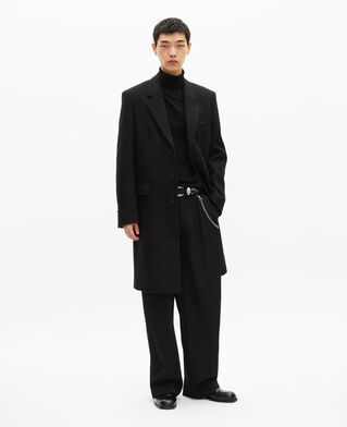 The Kooples MEN BLACK black leather lapel collar coat
