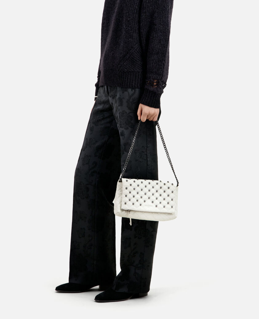 The Kooples FEMME OFF WHITE pochette h&eacute;ritage small en cuir blanc