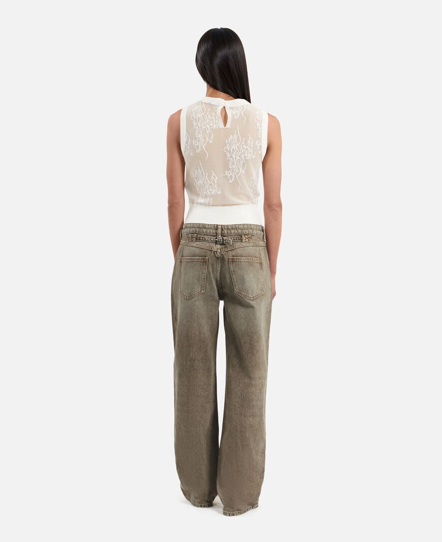 The Kooples DAMEN OLIVE weite olivfarbene jeans
