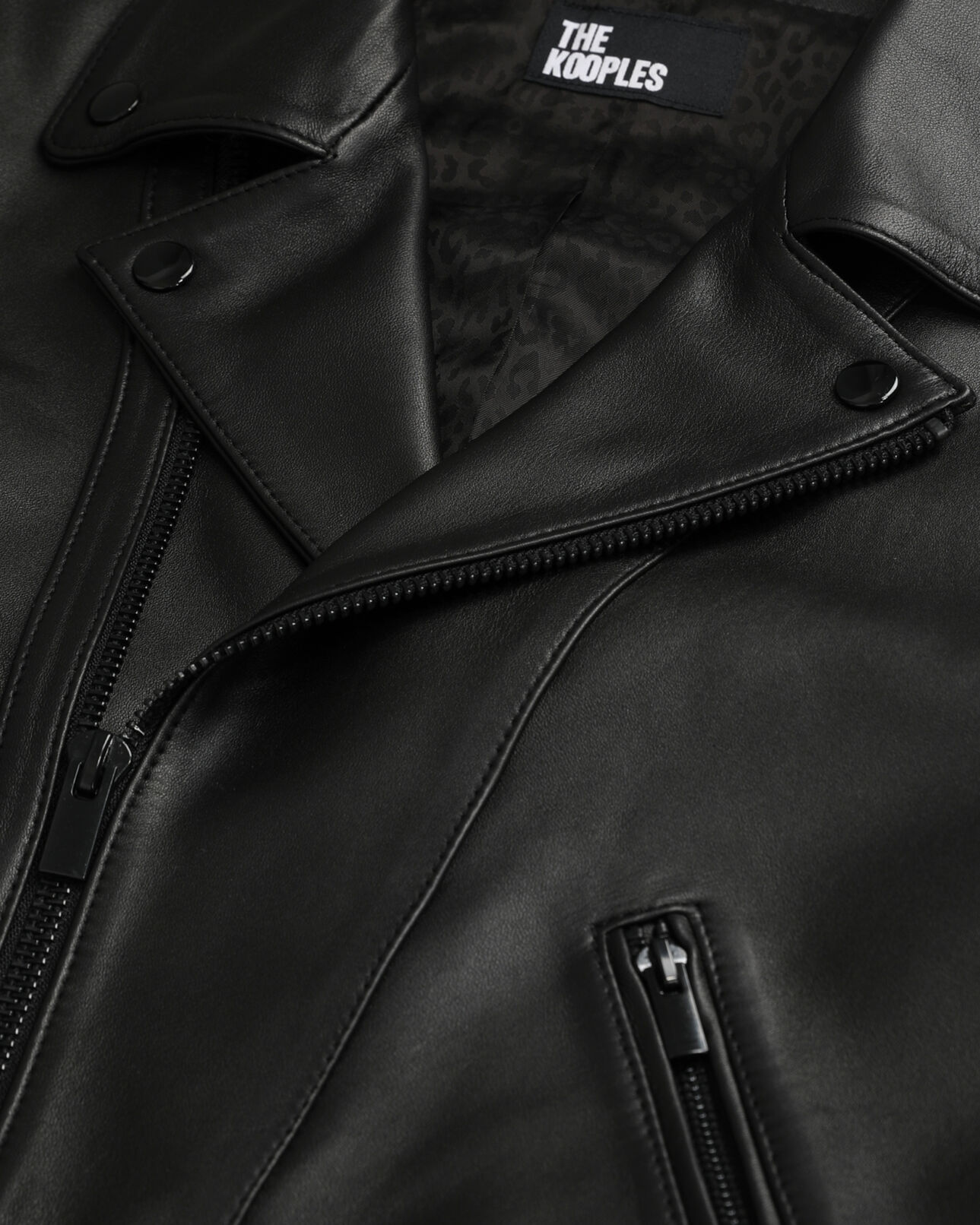 The Kooples FEMME BLACK blouson à studs en cuir noir