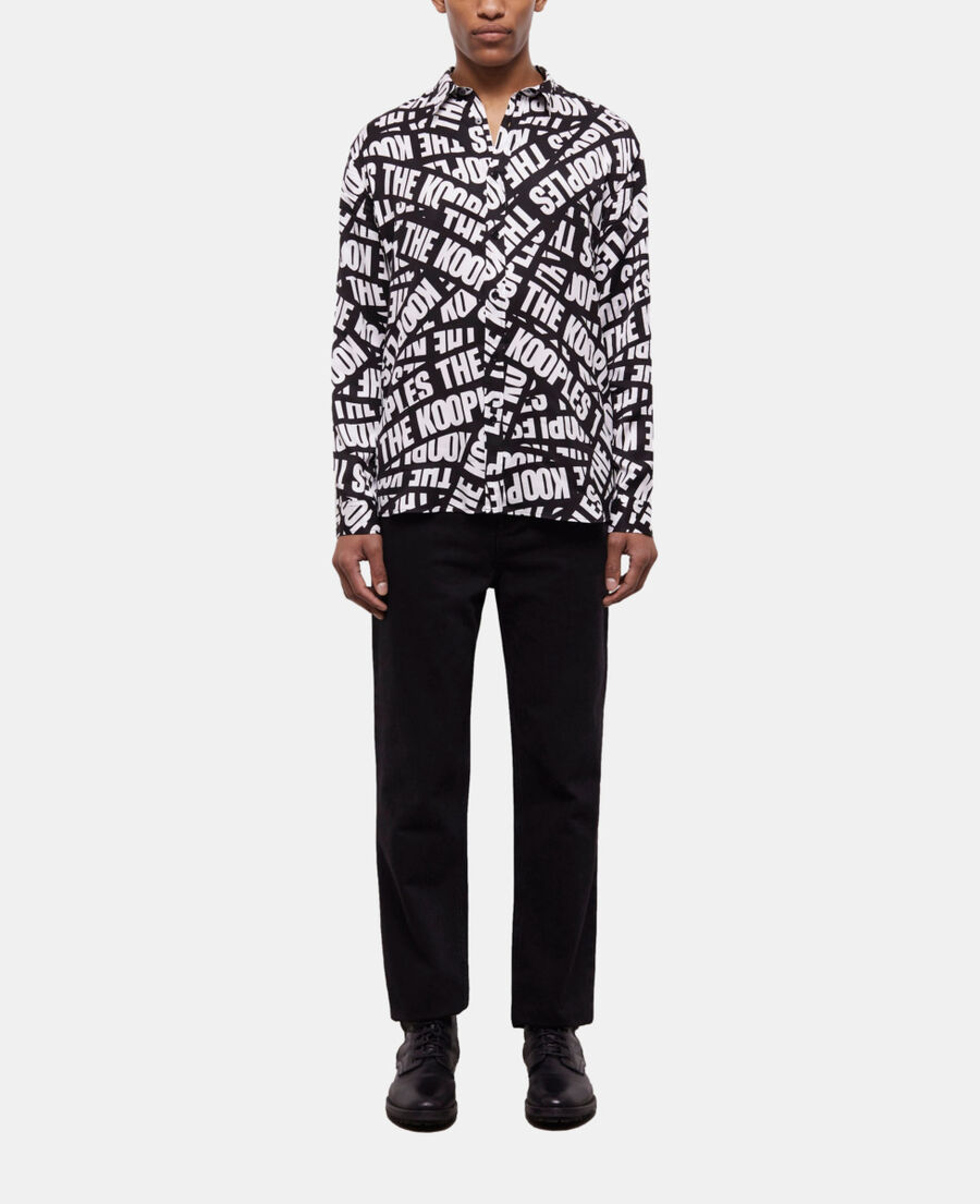 The Kooples HERREN BLACK WHITE lässiges hemd mit logo-tape
