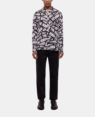 The Kooples HERREN BLACK WHITE lässiges hemd mit logo-tape
