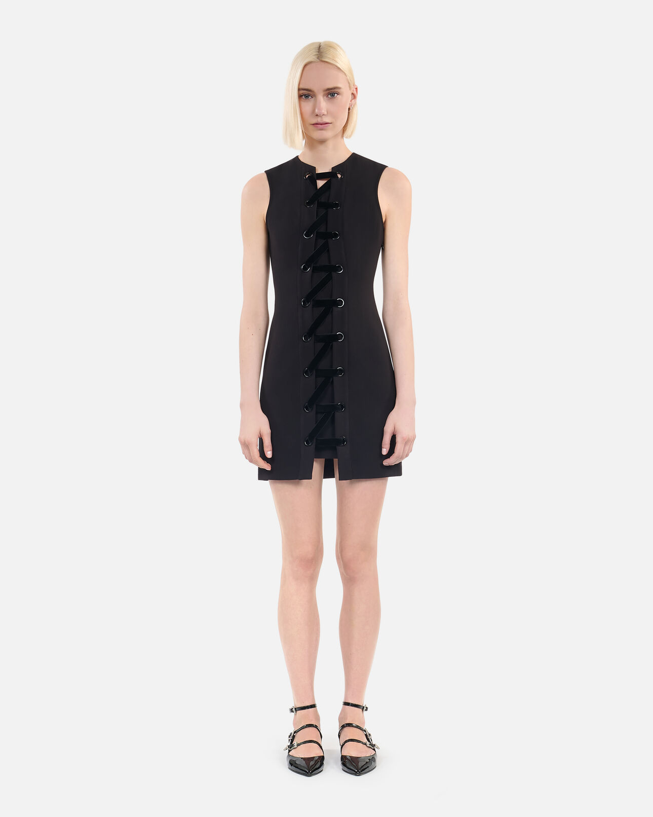 The Kooples WOMEN BLACK short black dress with lacing