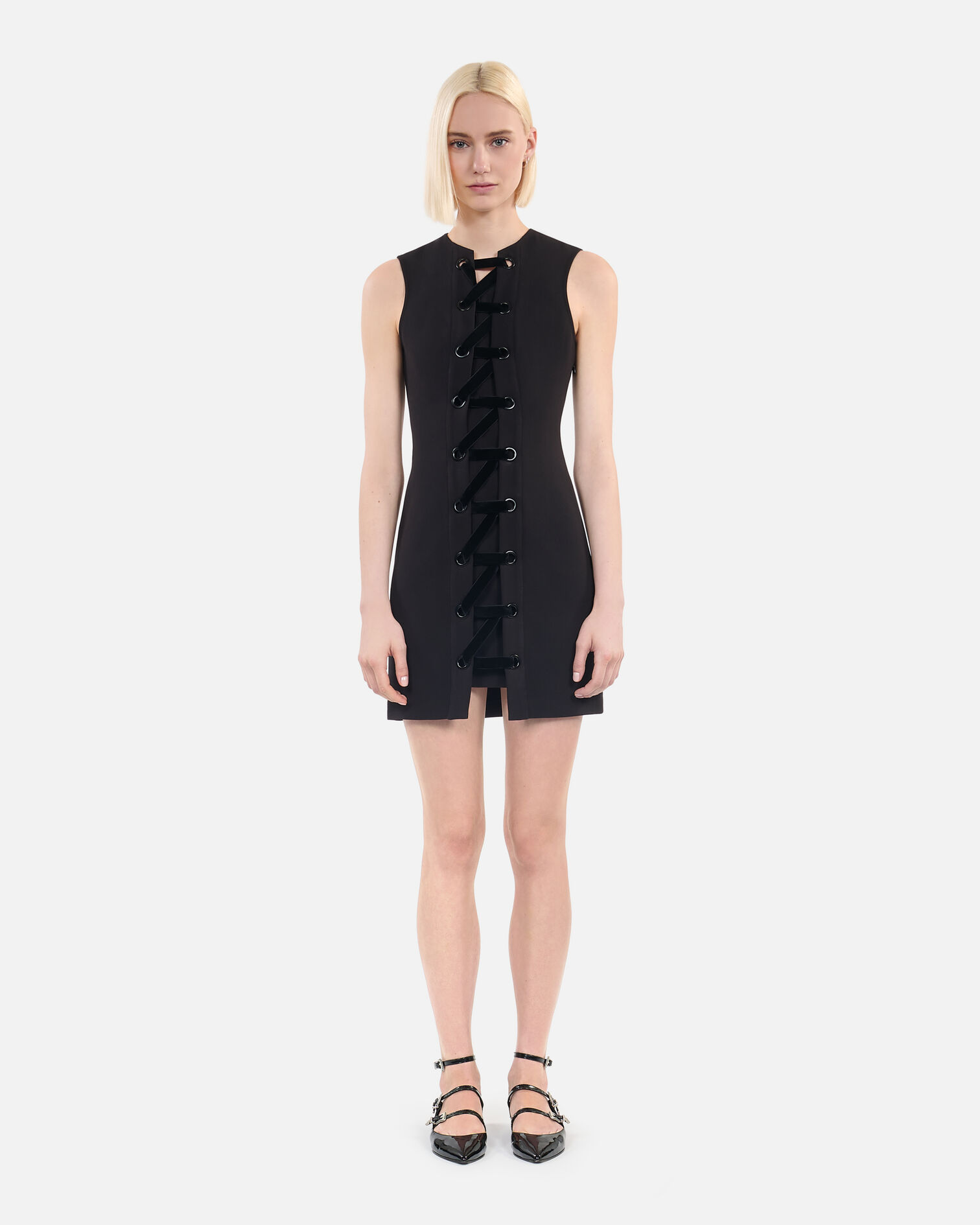 Short black dress with lacing, BLACK, hi-res image number null