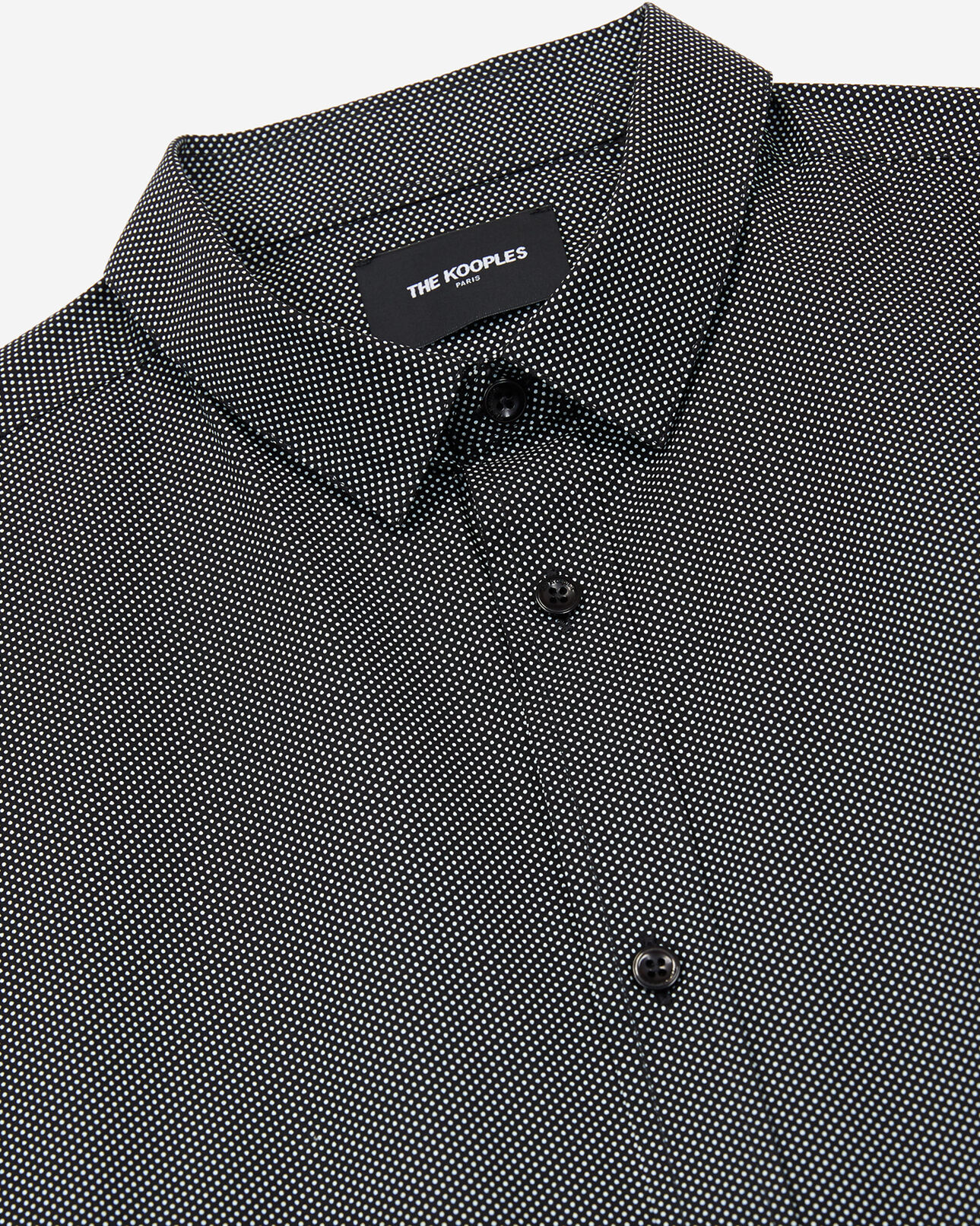 The Kooples MEN DARK NAVY slim-fit navy blue cotton shirt with white micro polka dots