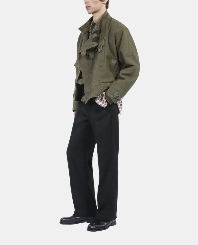 The Kooples HERREN OLIVE NIGHT khakifarbene jacke im offizierstil