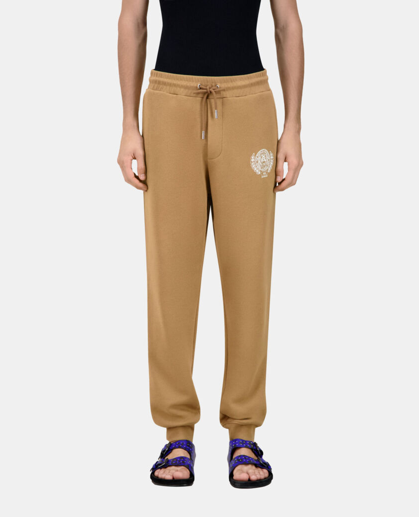 The Kooples MEN LIGHT BROWN camel logo tracksuit trousers