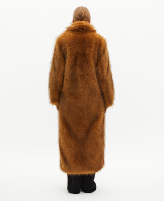 The Kooples WOMEN CHOCOLATE long brown fur-effect coat