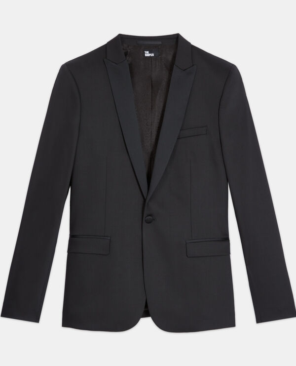 schwarze smokingjacke aus wolle