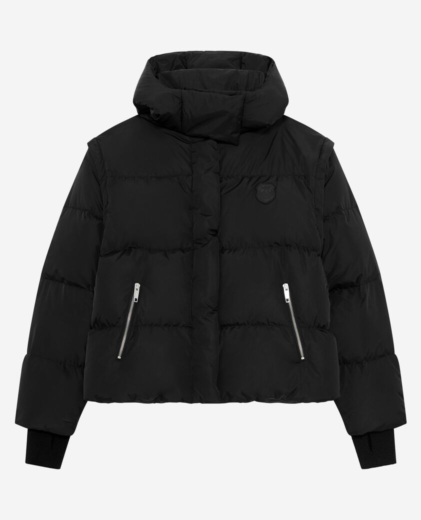 The Kooples DAMEN BLACK daunenjacke mit abnehmbaren &auml;rmeln schwarz