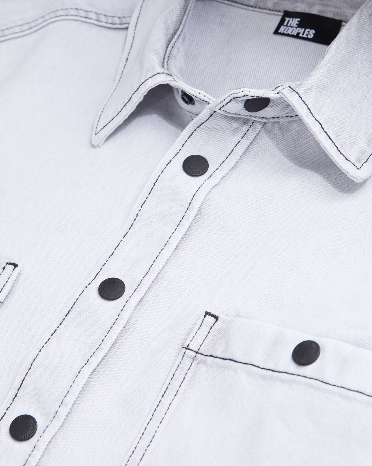The Kooples MEN WHITE BLEACH white bleached denim shirt