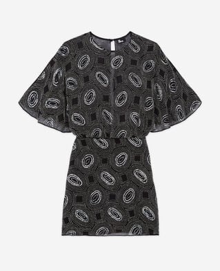 The Kooples FEMME BLACK robe courte noire à perles argentées