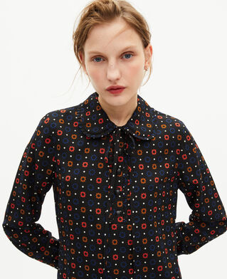 The Kooples FEMME BLACK MELANGE robe courte en imprimé en soie mélangée noire