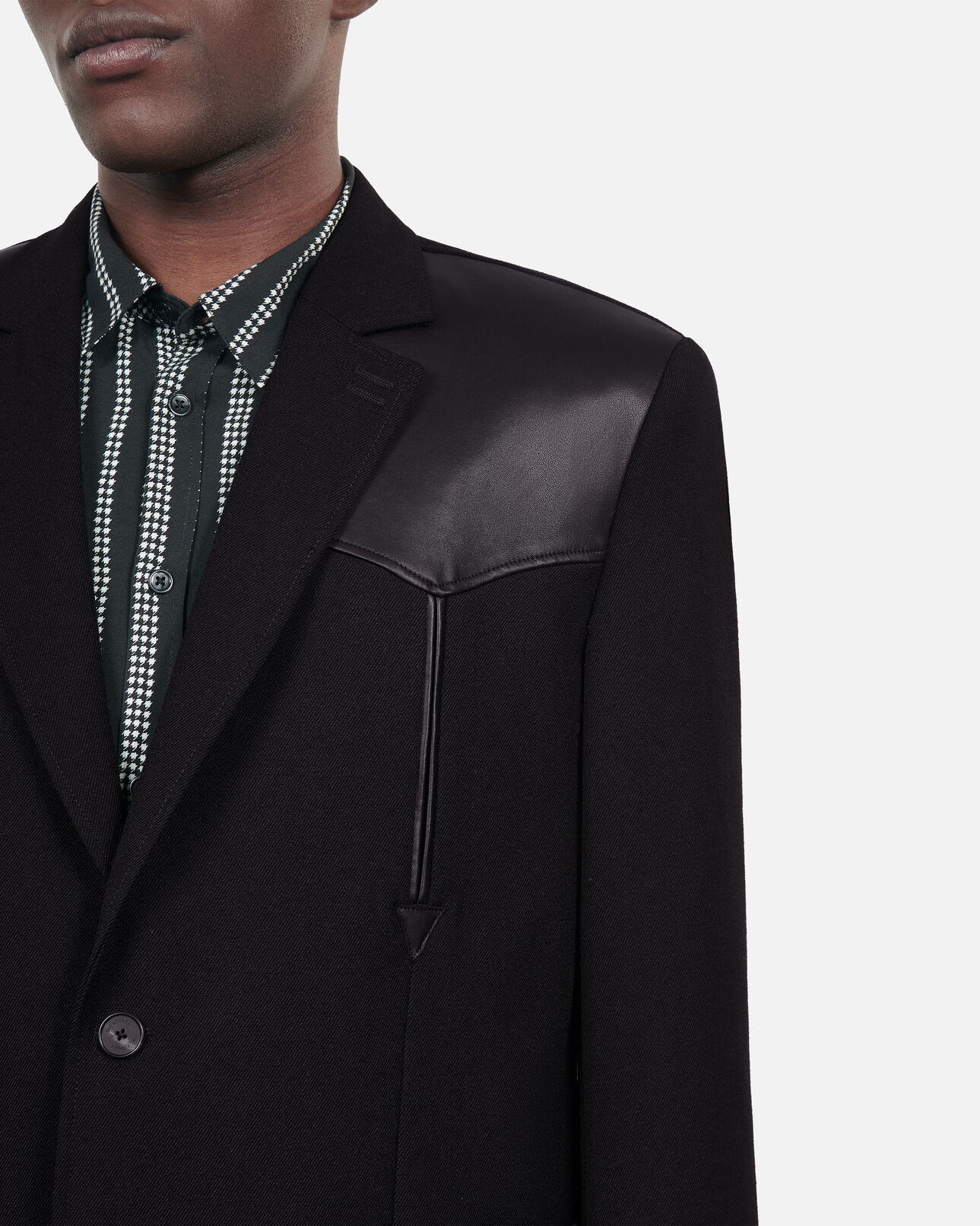 The Kooples MEN BLACK black wool jacket with lambskin details