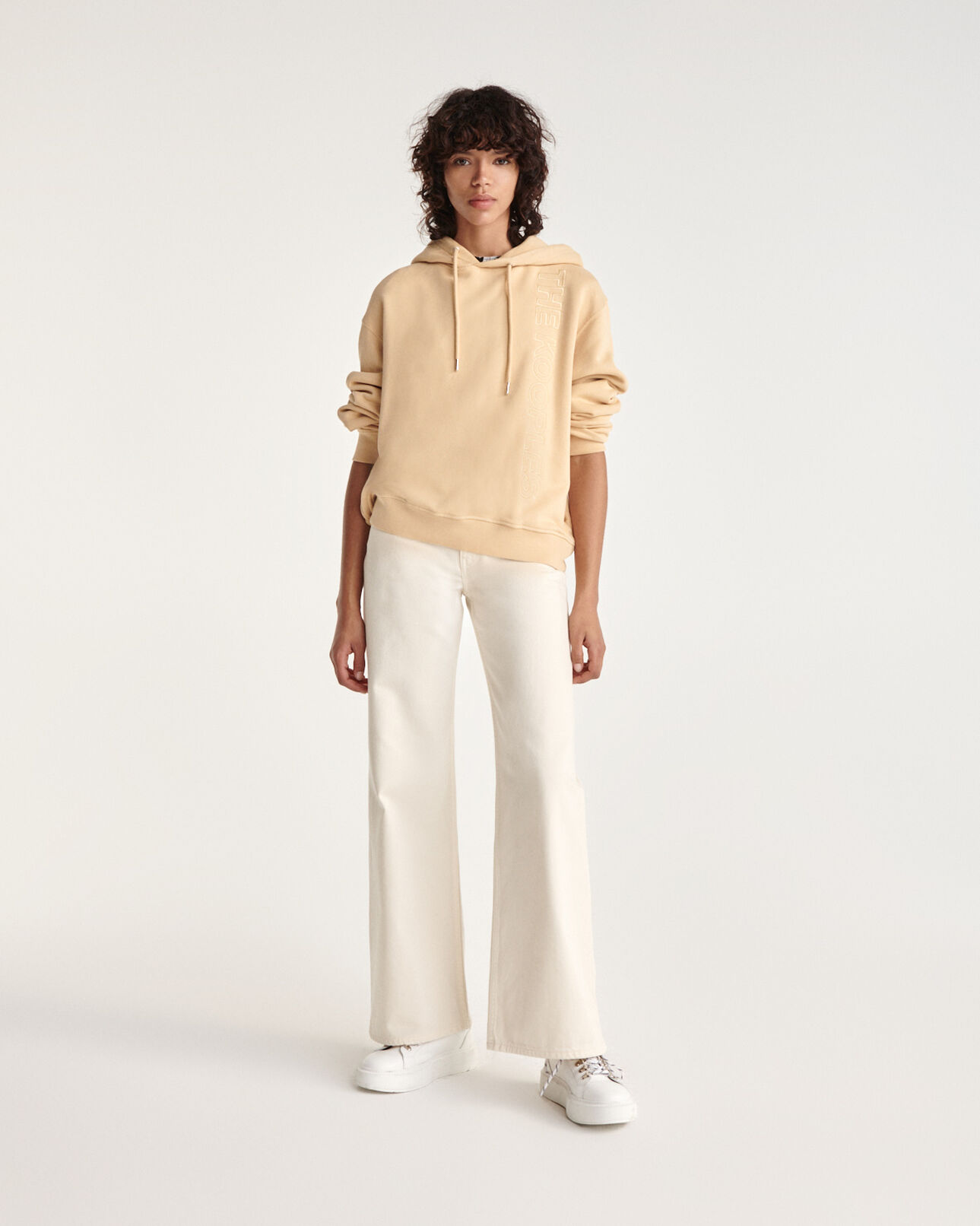 The Kooples FEMME LIGHT BROWN sweat capuche beige logo ton sur ton