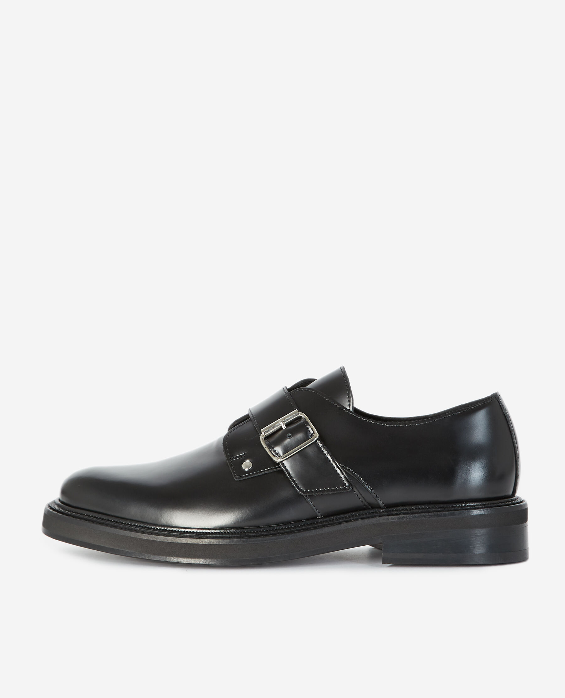 Mens black online leather buckle shoes