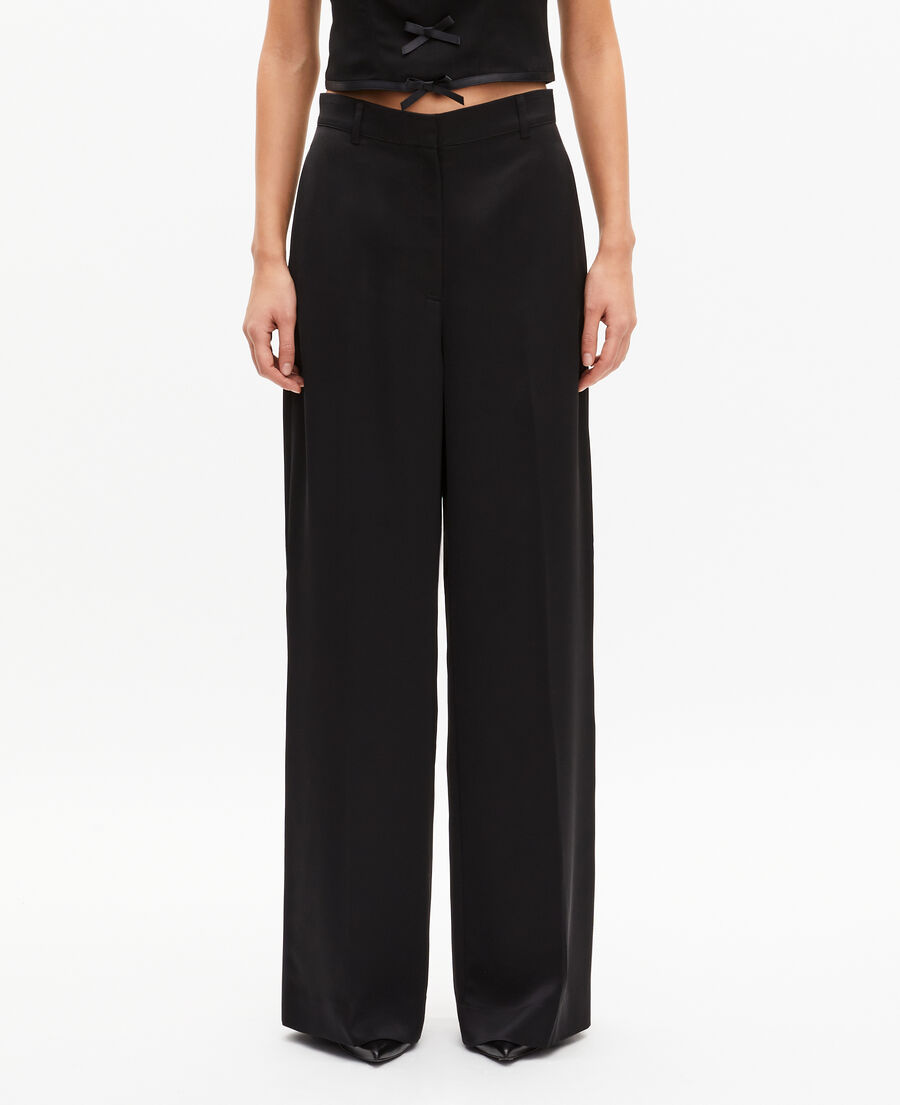 The Kooples F BLACK black satin wide-leg pants