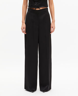 The Kooples F BLACK black satin wide-leg pants