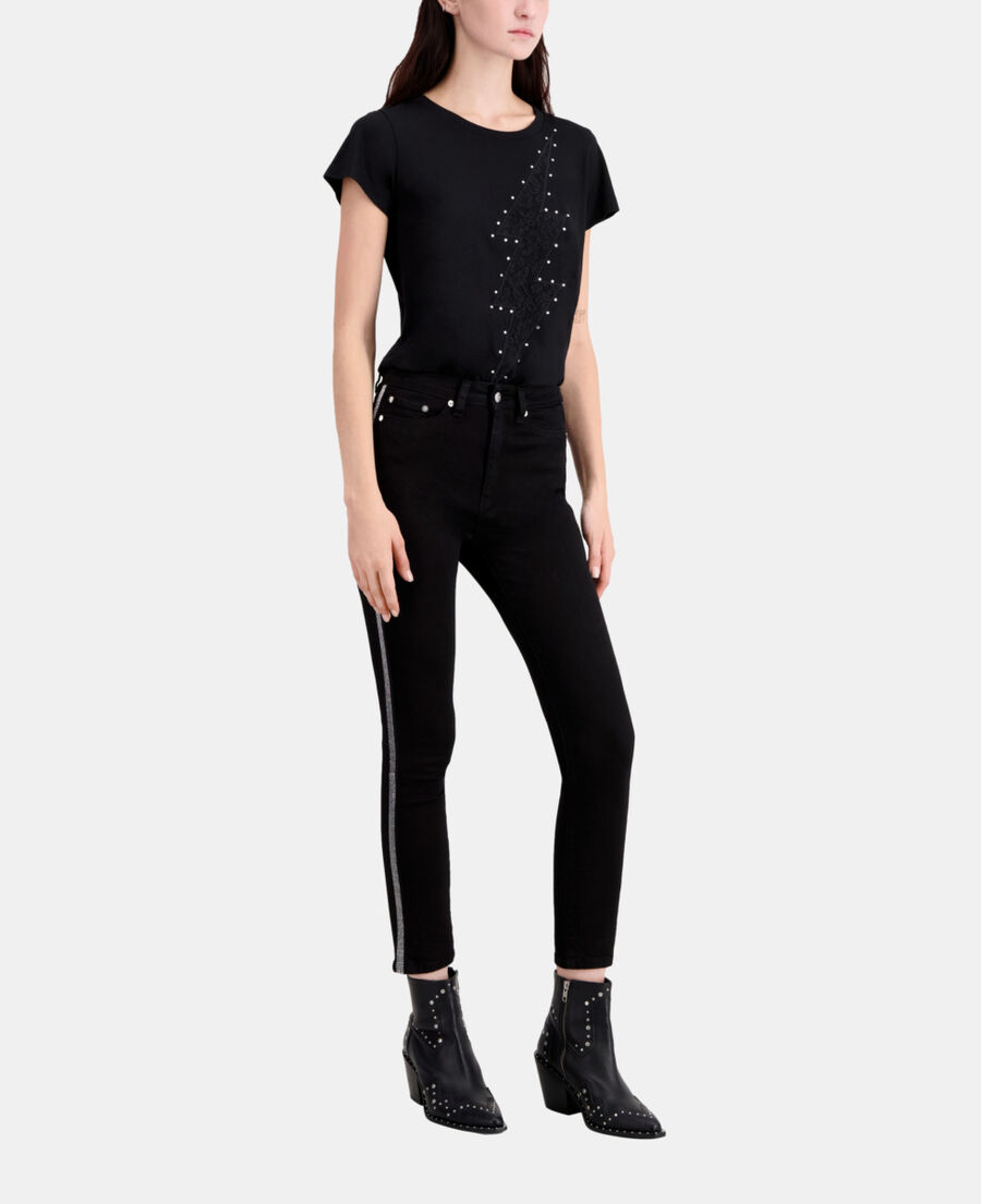 The Kooples MUJER BLACK WASHED vaqueros slim negros cadenas