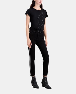 The Kooples MUJER BLACK WASHED vaqueros slim negros cadenas