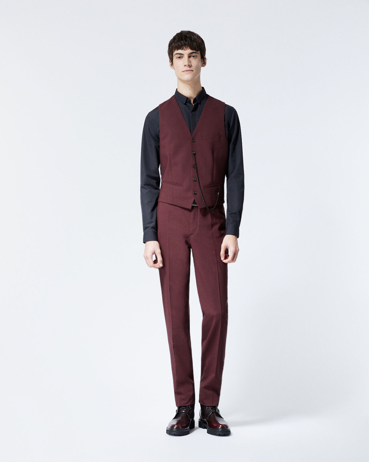 The Kooples HOMME BURGUNDY gilet laine bordeaux boutonné