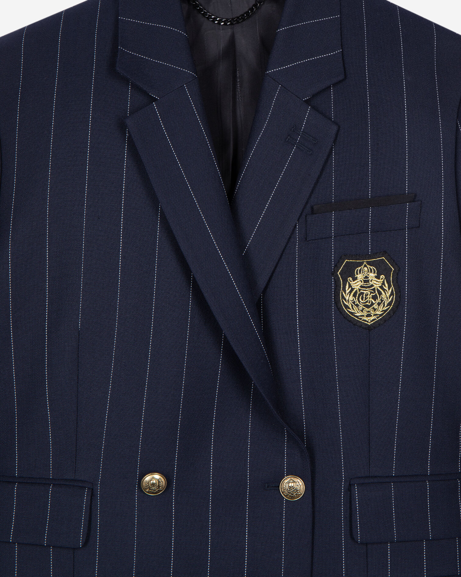 Navy blue wool blend tennis stripe suit jacket, NAVY, hi-res image number null