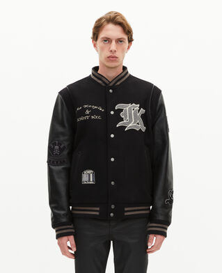 The Kooples HOMME BLACK blouson varsity en cuir noir the kooples x schott nyc