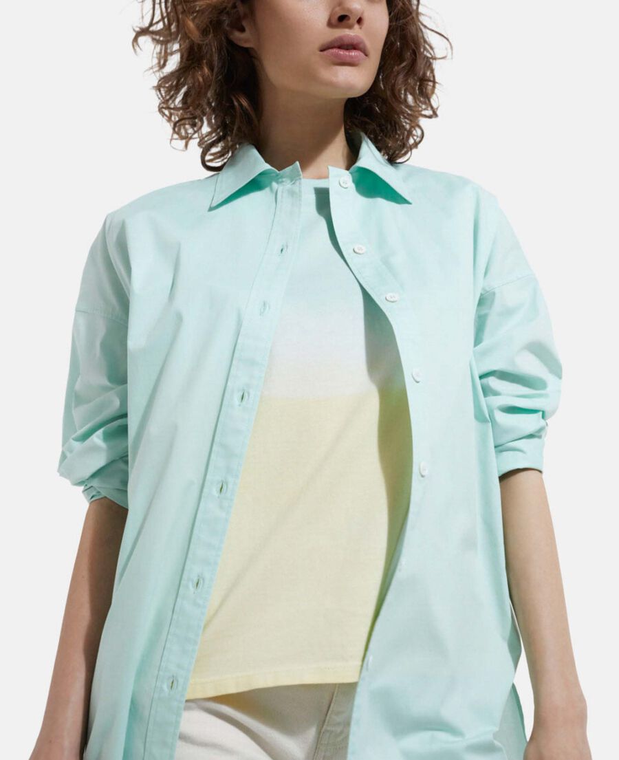 The Kooples FEMME GREEN chemise coton verte longue à boutonnage