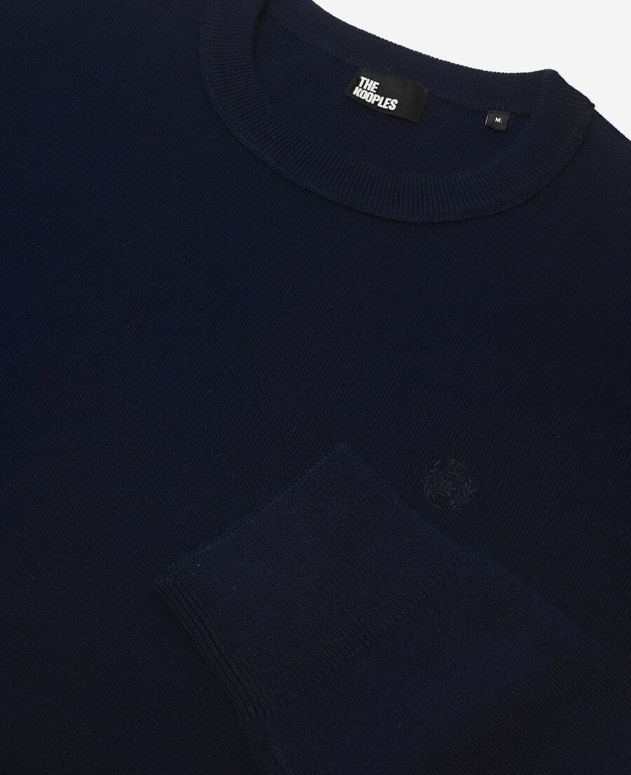 The Kooples HOMME NAVY pull col rond double face marine