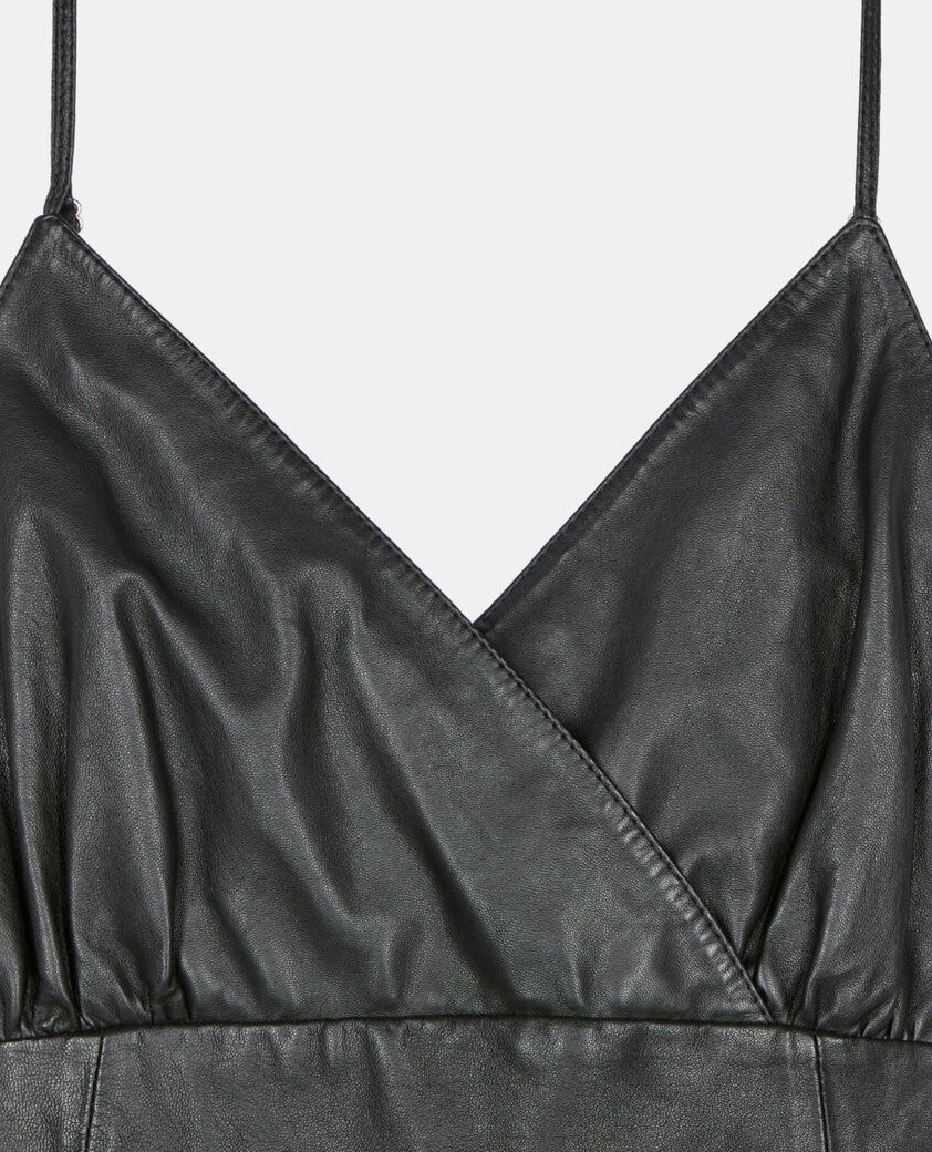 The Kooples WOMEN BLACK short black leather dress