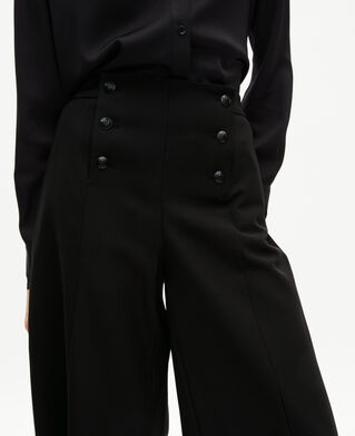 The Kooples FEMME BLACK pantalon culotte large à pont noir