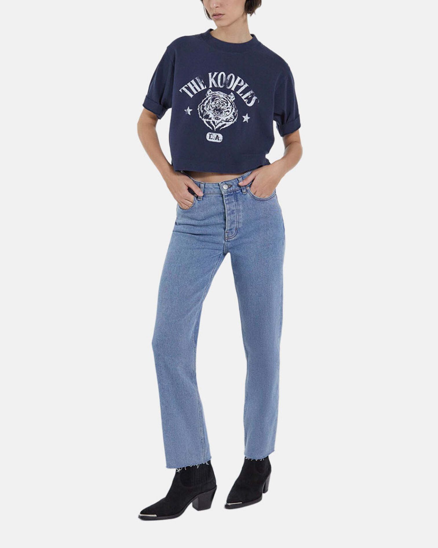 Cropped T-shirt, NAVY, hi-res image number null