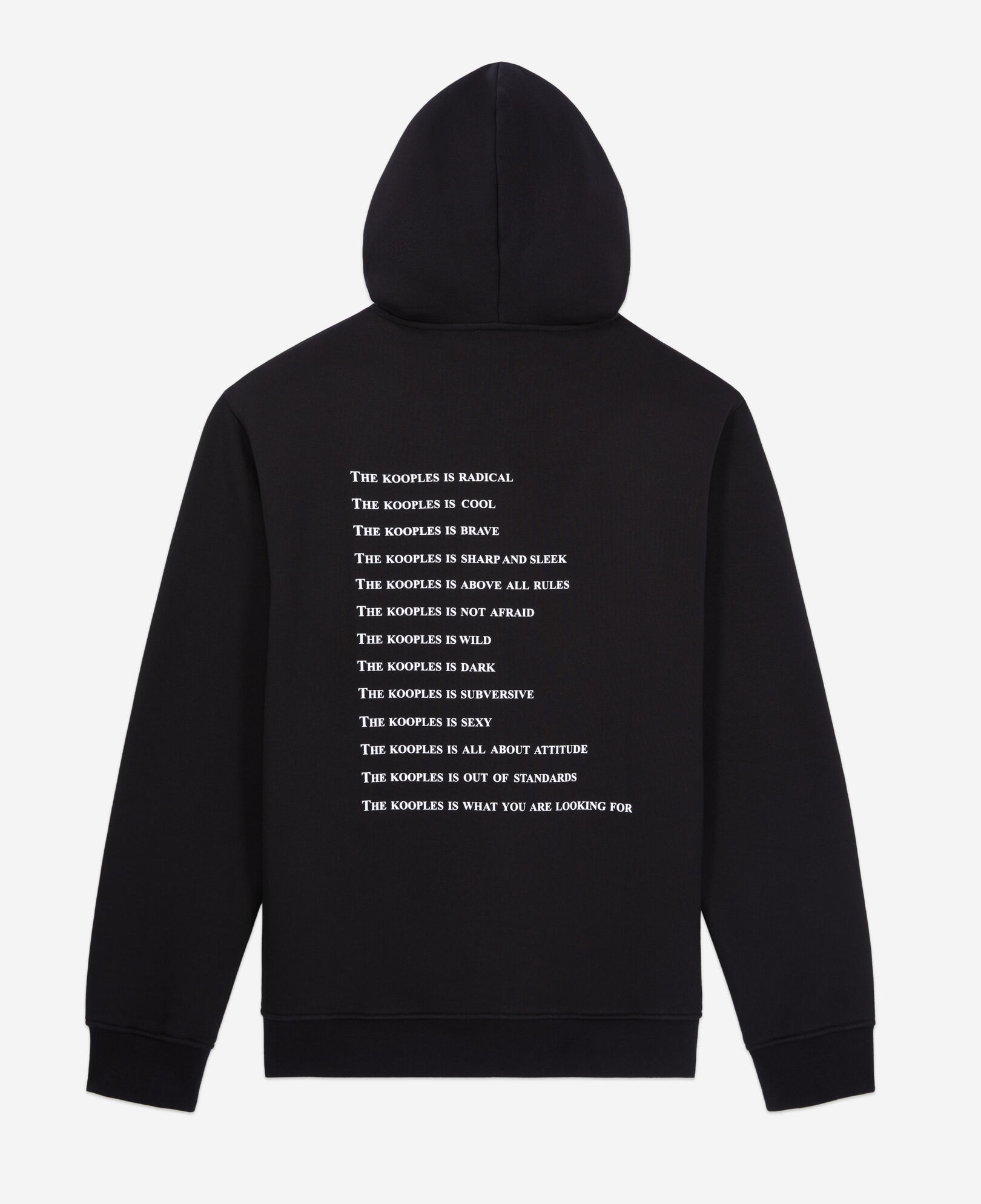 The Kooples HERREN BLACK herren schwarzes kapuzensweatshirt „what is“