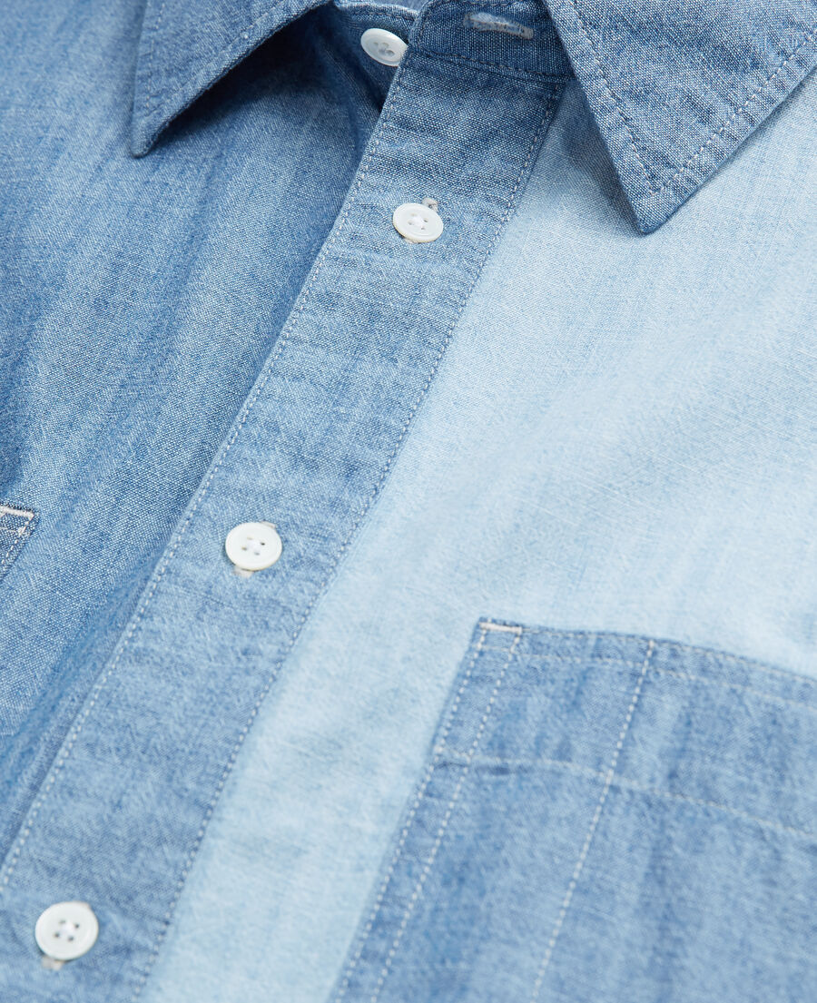 blue classic collar denim shirt