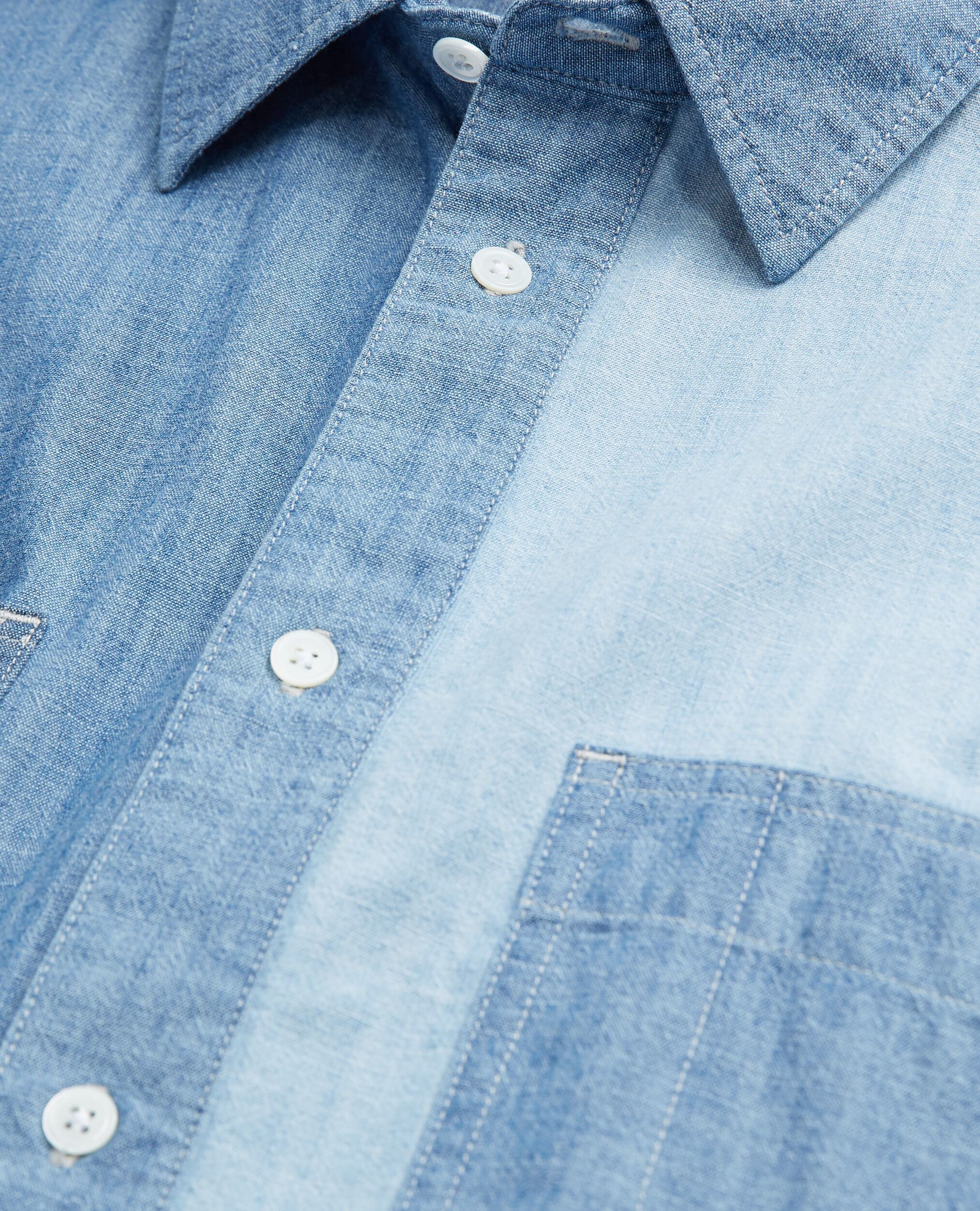 Blue classic collar denim shirt, CHAMBRAY BLUE, hi-res image number null