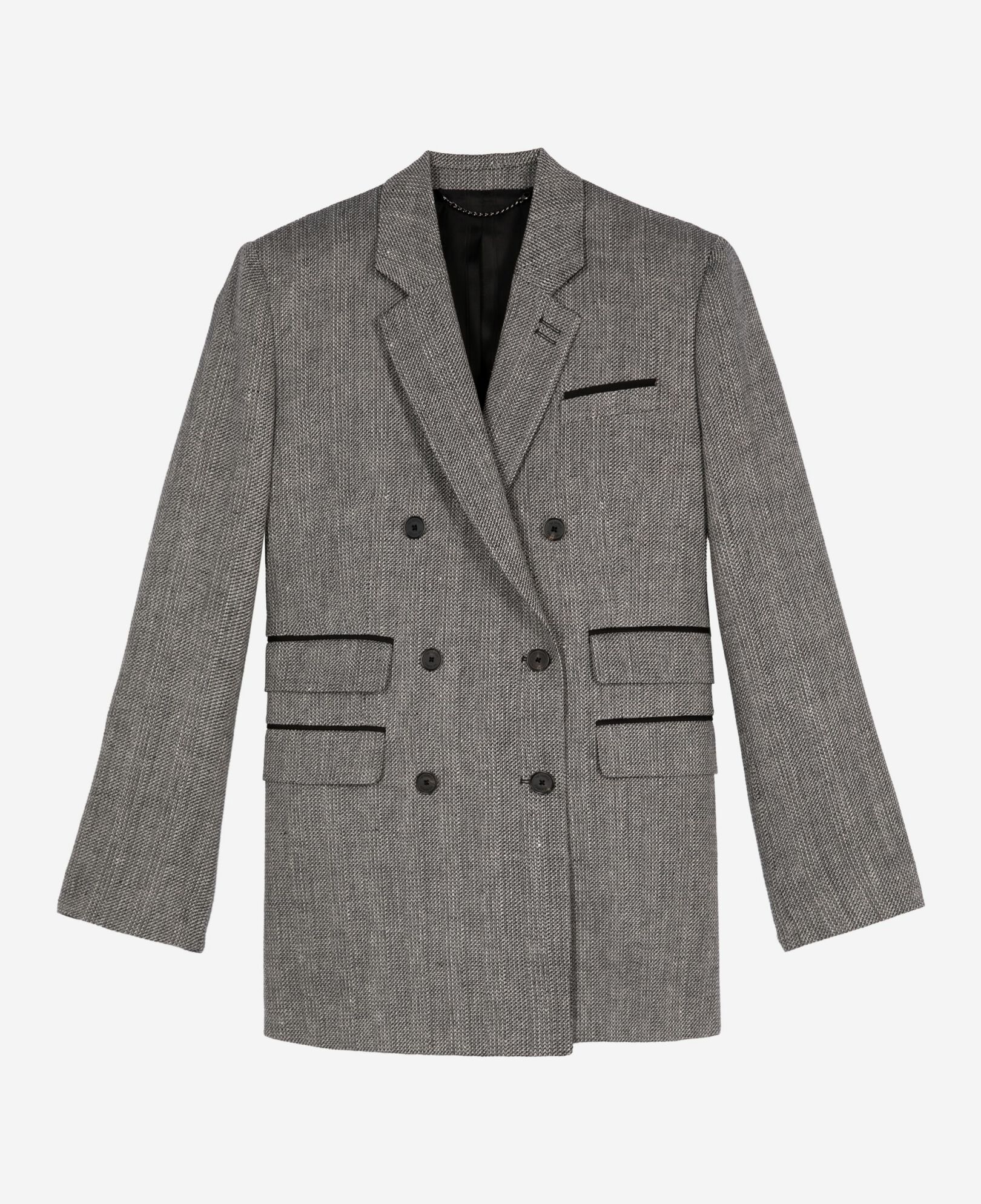 The Kooples WOMEN GREY gray wool and linen suit jacket